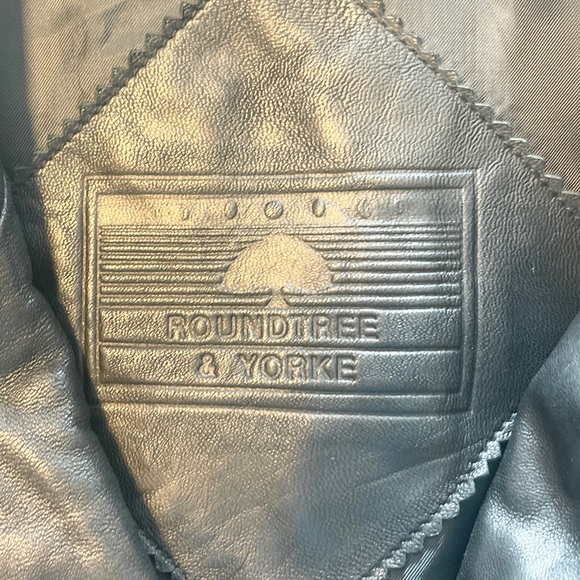 Roundtree & Yorke Black Leather Coat Jacket M - Picture 4 of 8